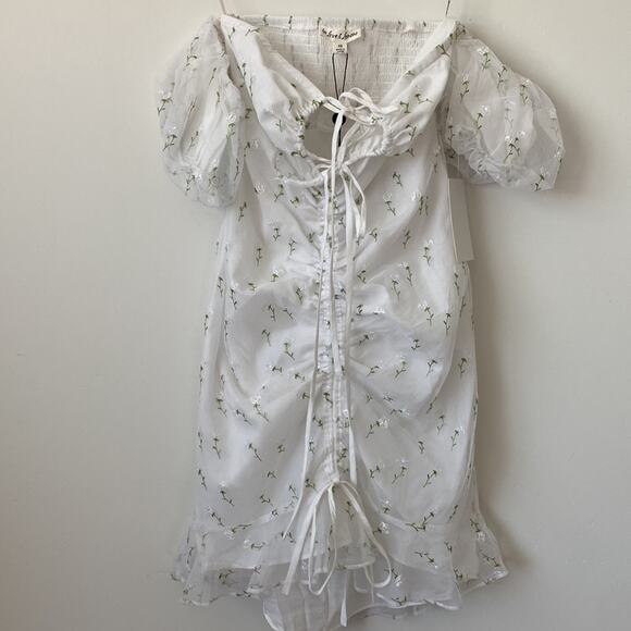 For Love & Lemons X REVOLVE Sand Dollar Mini Dress in White Size: XS - Picture 5 of 9